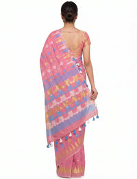 Pradip Fabrics Floral Print Jamdani Cotton Silk Saree