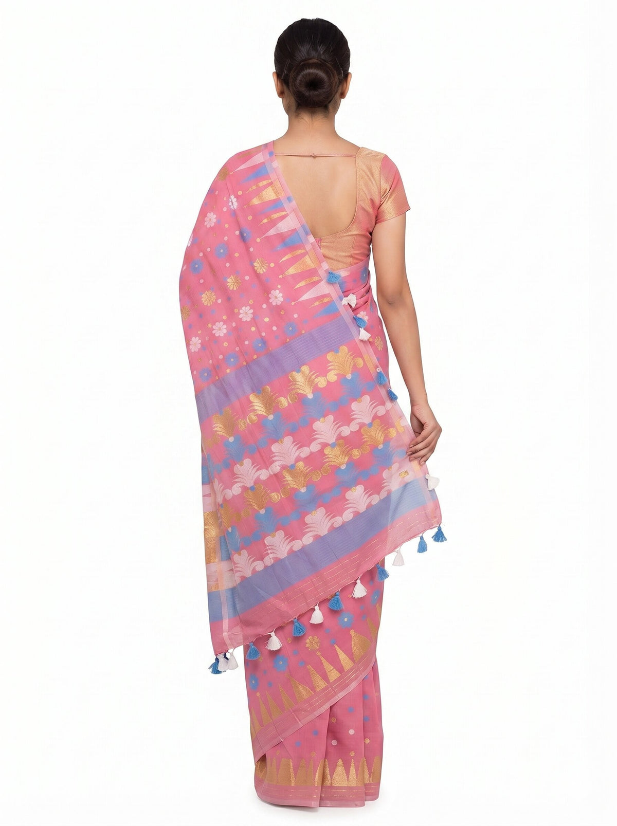 Pradip Fabrics Floral Print Jamdani Cotton Silk Saree