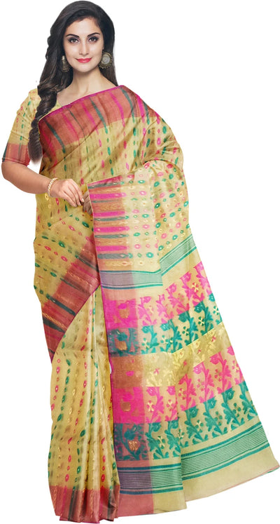 Pradip Fabrics Ethnic Women's Tant Jamdani Saree