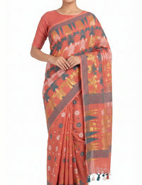Pradip Fabrics Floral Print Jamdani Cotton Silk Saree