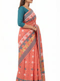 Pradip Fabrics Floral Print Jamdani Cotton Silk Saree