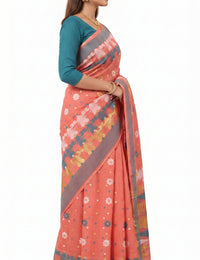 Pradip Fabrics Floral Print Jamdani Cotton Silk Saree
