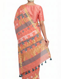 Pradip Fabrics Floral Print Jamdani Cotton Silk Saree