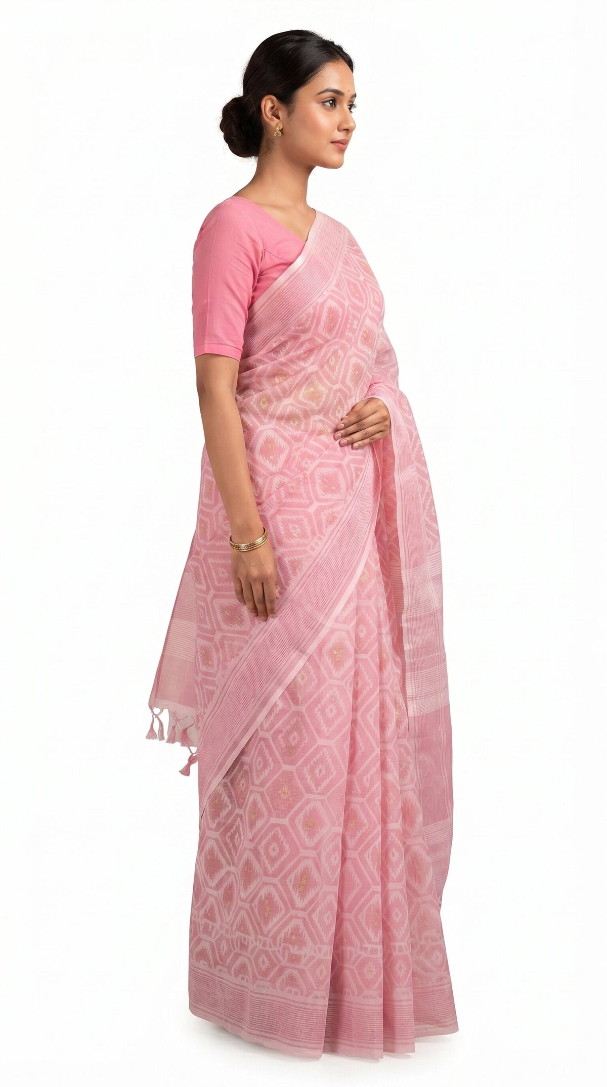 Pradip Fabrics Applique Handloom Cotton Silk Saree