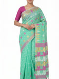 Pradip Fabrics Floral Print Jamdani Cotton Silk Saree