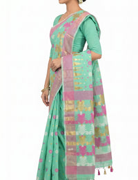 Pradip Fabrics Floral Print Jamdani Cotton Silk Saree
