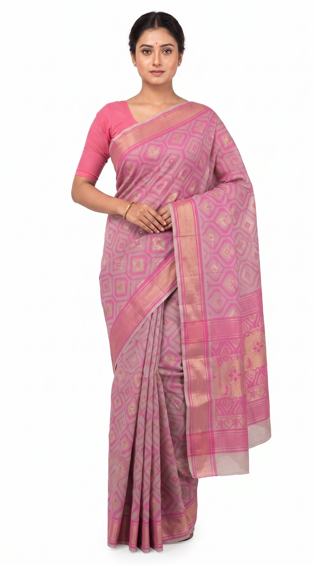 Pradip Fabrics Applique Handloom Cotton Silk Saree