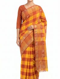 Pradip Fabrics Checkered Tant Pure Cotton Saree
