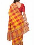 Pradip Fabrics Checkered Tant Pure Cotton Saree