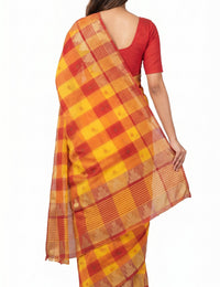 Pradip Fabrics Checkered Tant Pure Cotton Saree
