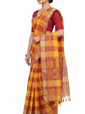 Pradip Fabrics Checkered Tant Pure Cotton Saree