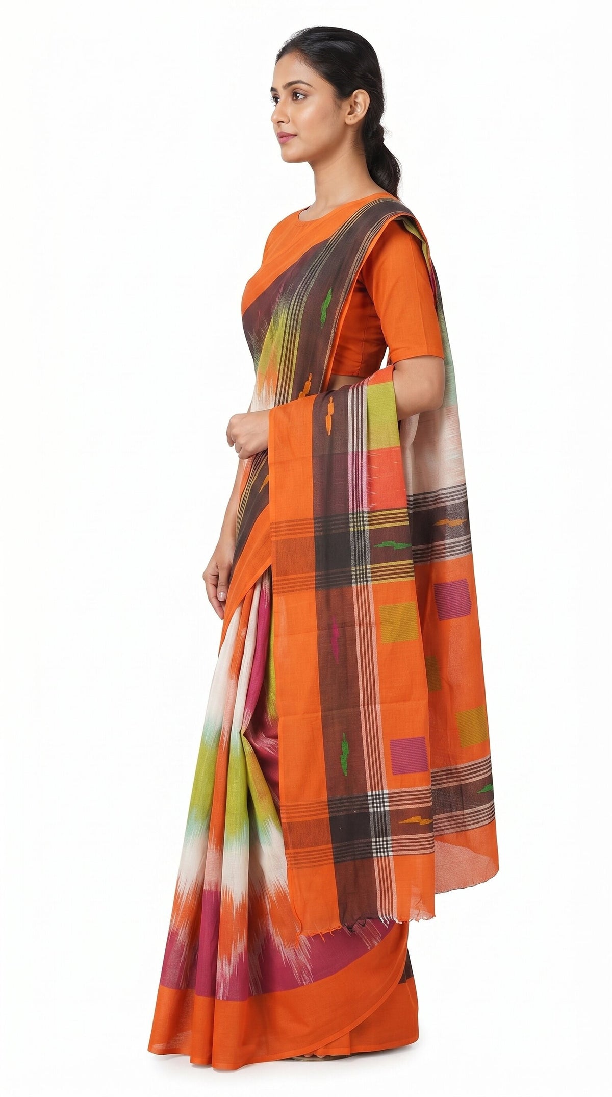 Pradip Fabrics Woman's Tant Cotton Jute Saree 