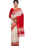 Pradip Fabrics Woven Tant Silk Blend Saree (Green, Blue)
