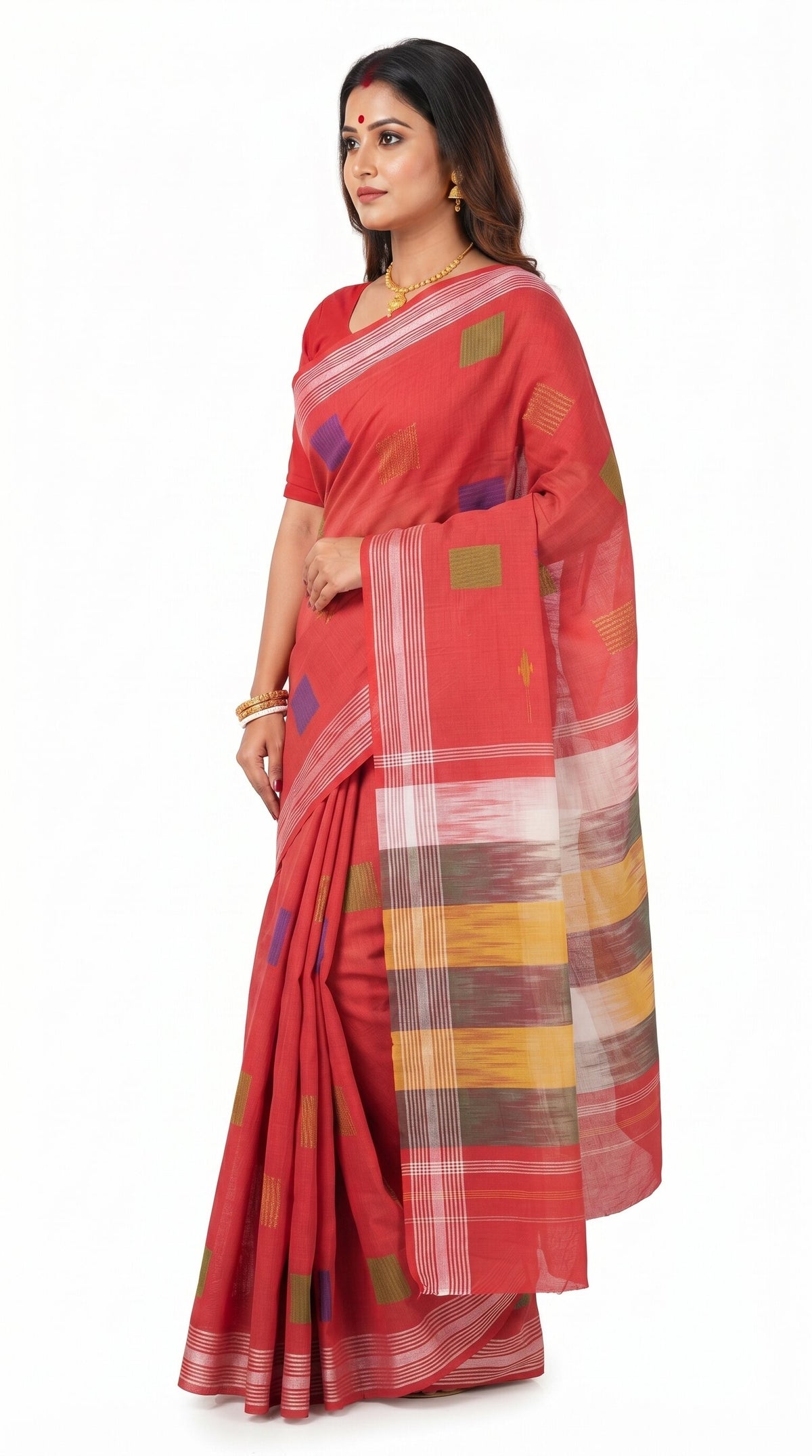 Pradip Fabrics Woman's Tant Cotton Jute Saree 