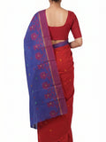 Pradip Fabrics Woven Tant Silk Blend Saree (Green, Blue)