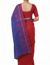 Pradip Fabrics Woven Tant Silk Blend Saree (Green, Blue)