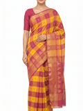 Pradip Fabrics Checkered Tant Pure Cotton Saree