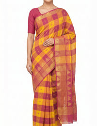 Pradip Fabrics Checkered Tant Pure Cotton Saree