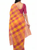 Pradip Fabrics Checkered Tant Pure Cotton Saree
