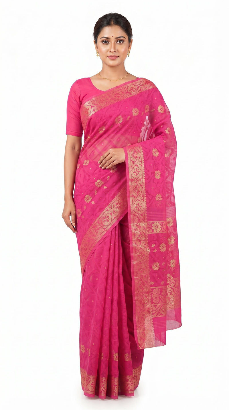 Pradip Fabrics Applique Handloom Pure Cotton Saree