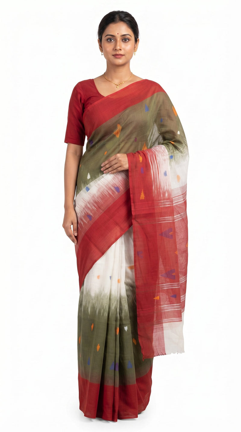 Pradip Fabrics Woman's Tant Cotton Linen Saree