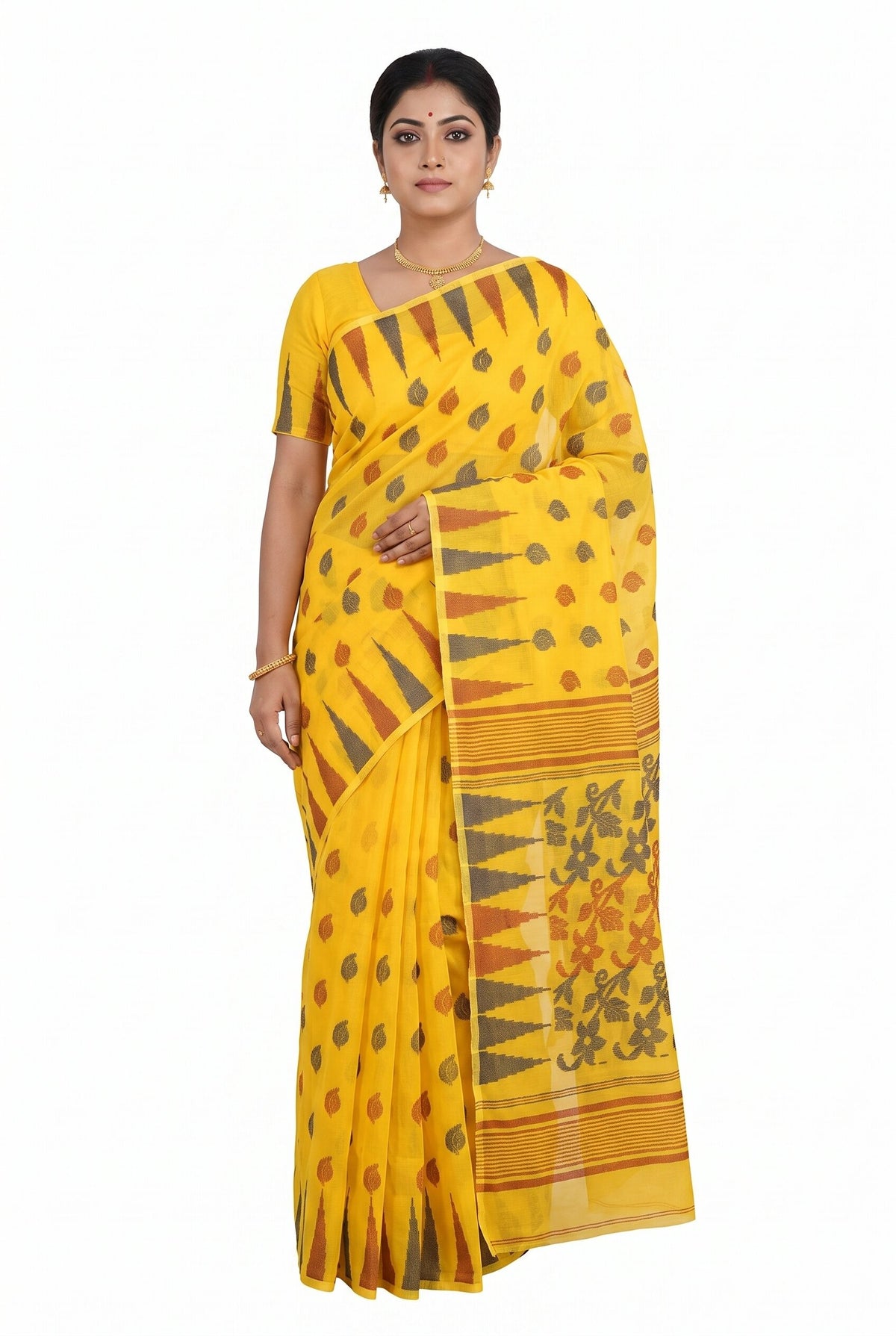Pradip Fabrics Women's Floral Print Cotton Blend Tant Saree