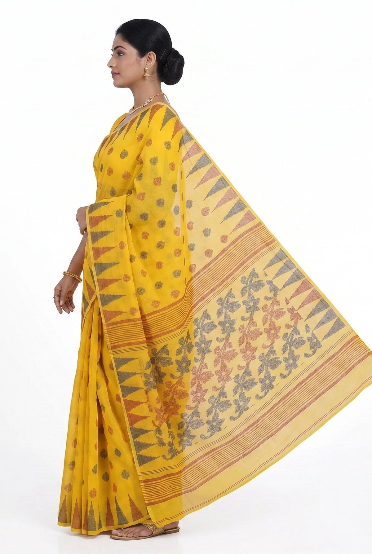 Pradip Fabrics Women's Floral Print Cotton Blend Tant Saree