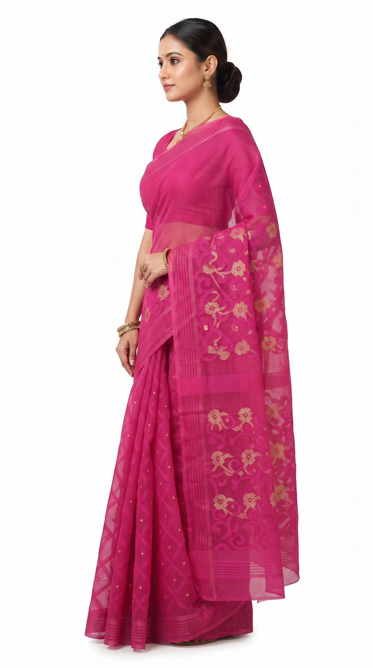 Pradip Fabrics Applique Handloom Pure Cotton Saree