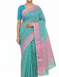 Pradip Fabrics Applique Handloom Cotton Silk Saree