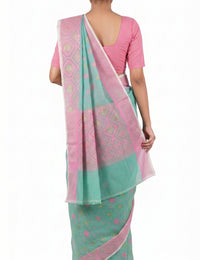 Pradip Fabrics Applique Handloom Cotton Silk Saree