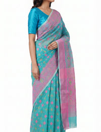 Pradip Fabrics Applique Handloom Cotton Silk Saree