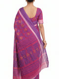 Pradip Fabrics Women's Floral Print Cotton Blend Tant Saree