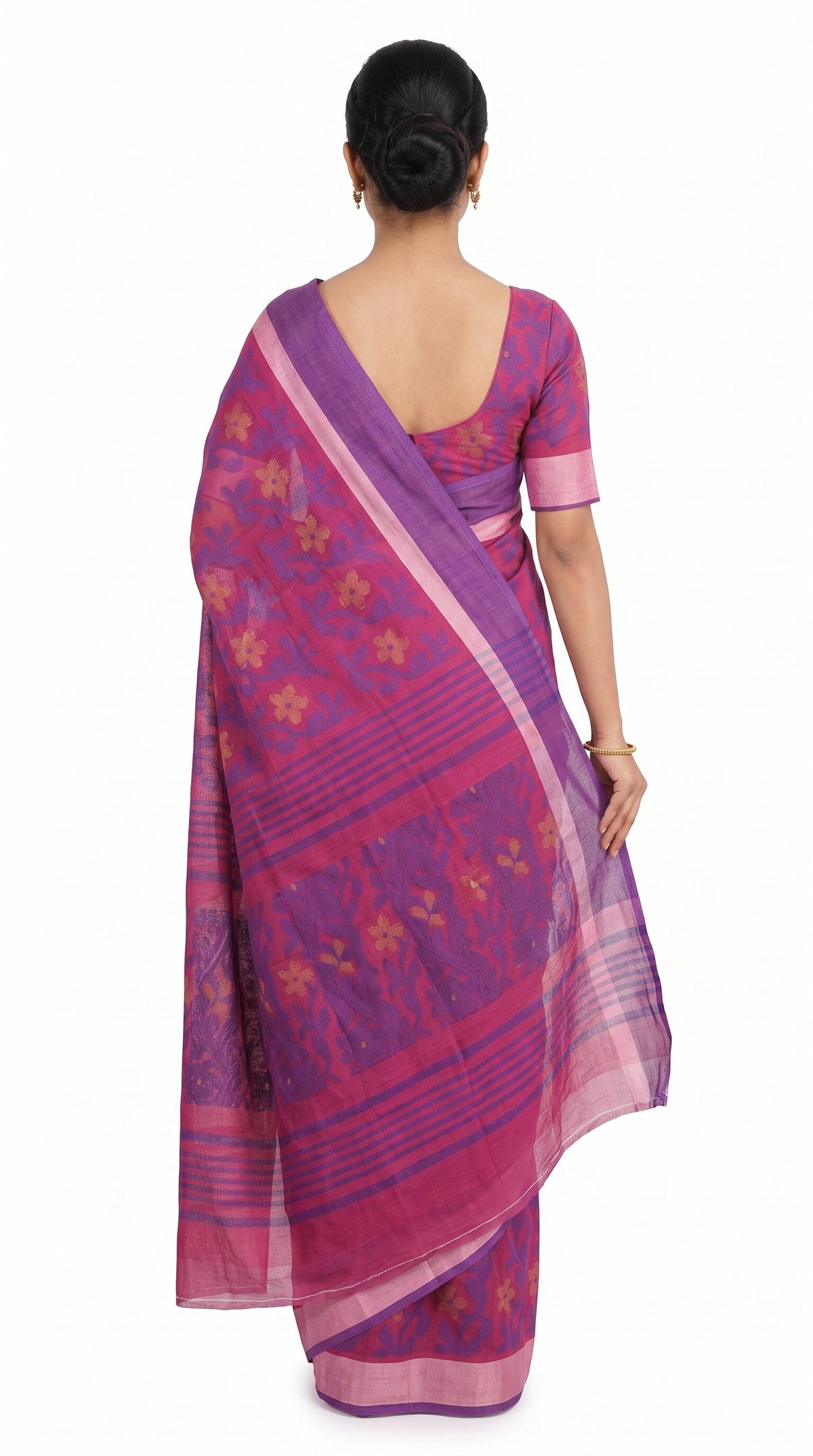 Pradip Fabrics Women's Floral Print Cotton Blend Tant Saree