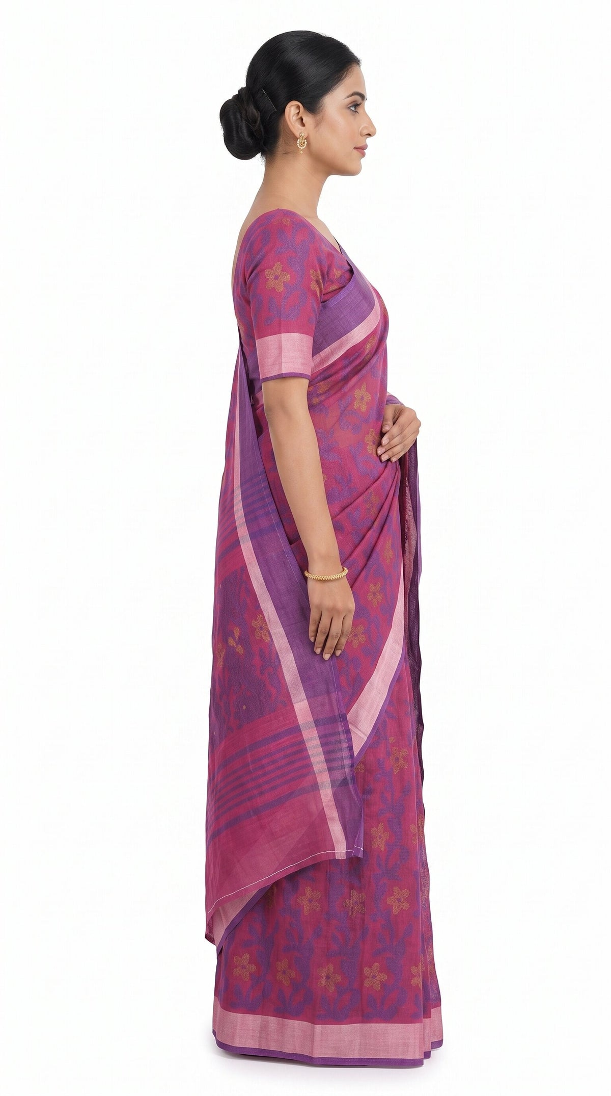Pradip Fabrics Women's Floral Print Cotton Blend Tant Saree