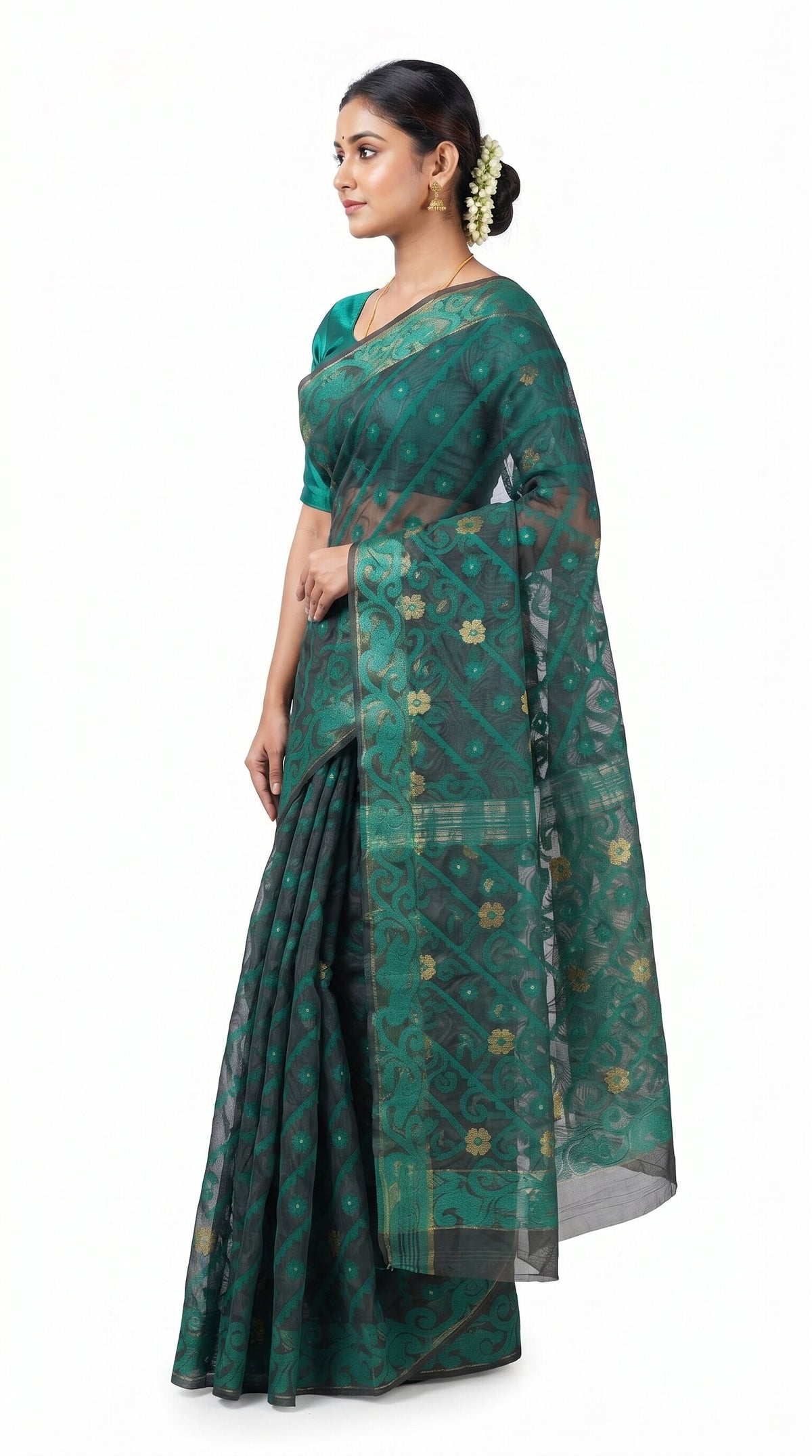 Pradip Fabrics Applique Handloom Pure Cotton Saree