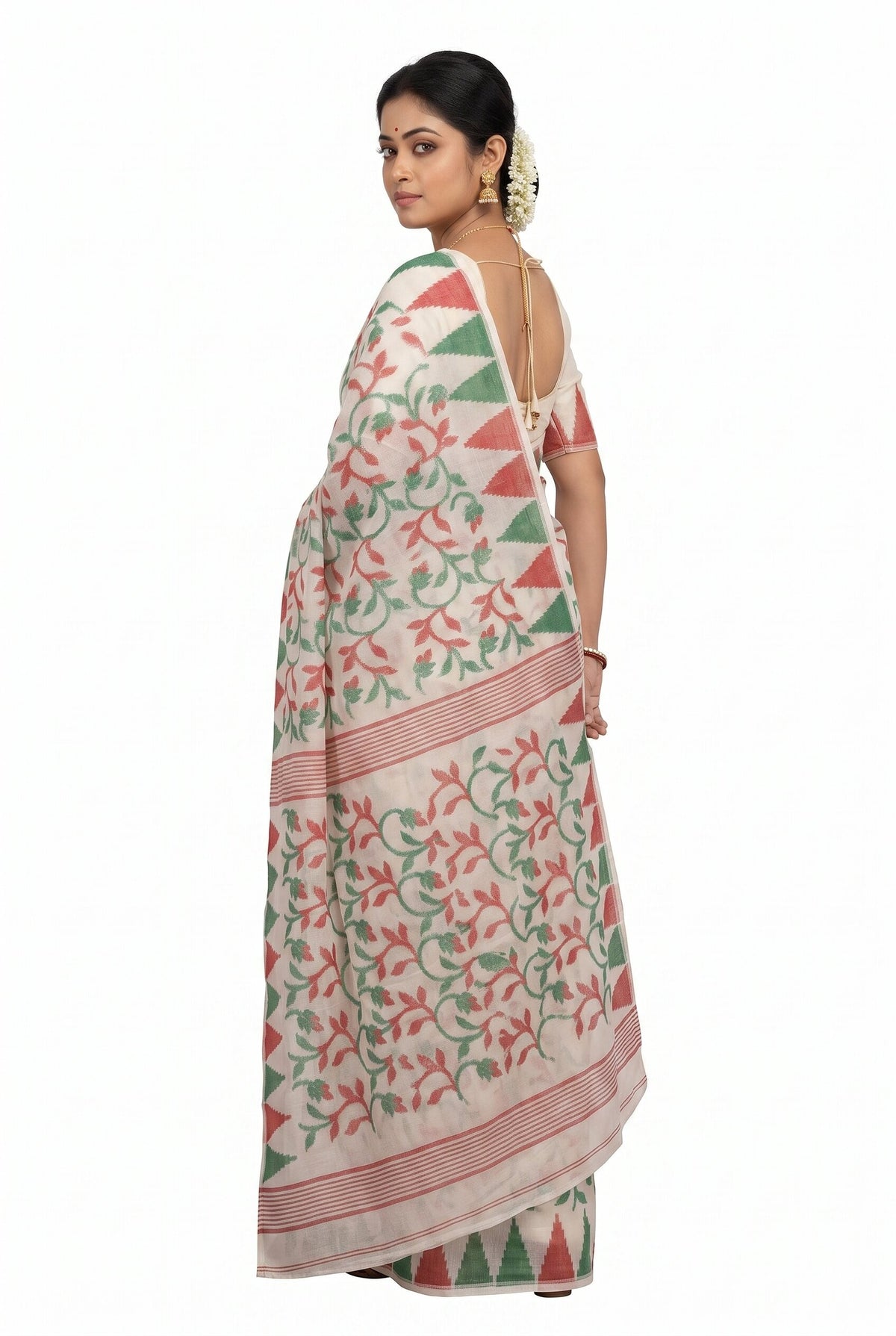 Pradip Fabrics Women's Floral Print Cotton Blend Tant Saree