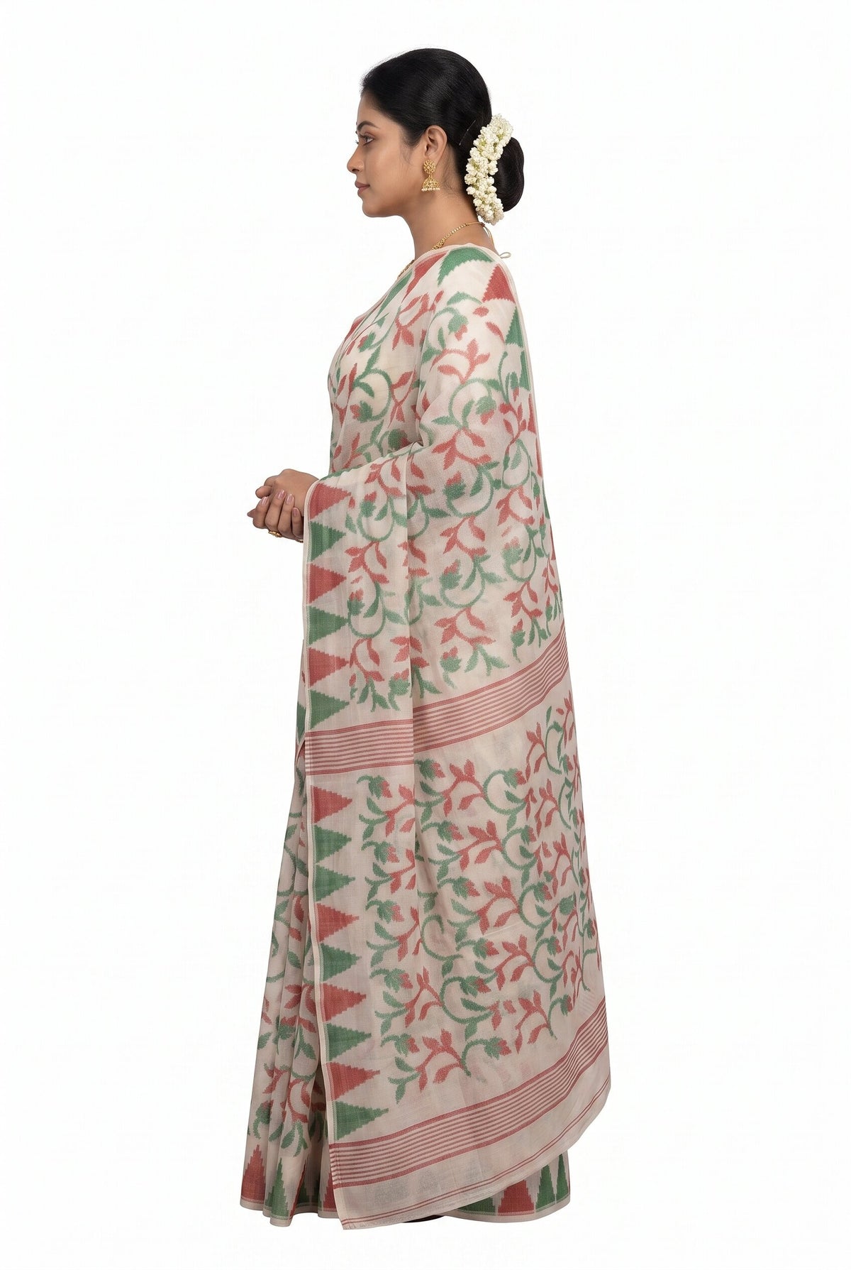 Pradip Fabrics Women's Floral Print Cotton Blend Tant Saree