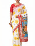 Pradip Fabrics Applique Handloom Cotton Silk Saree (Multicolor)