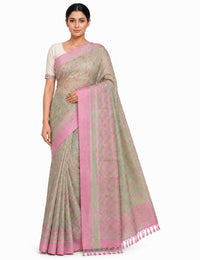 Pradip Fabrics Applique Handloom Cotton Silk Saree