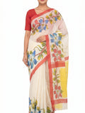 Pradip Fabrics Applique Handloom Cotton Silk Saree (Multicolor)