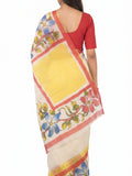 Pradip Fabrics Applique Handloom Cotton Silk Saree (Multicolor)