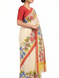 Pradip Fabrics Applique Handloom Cotton Silk Saree (Multicolor)