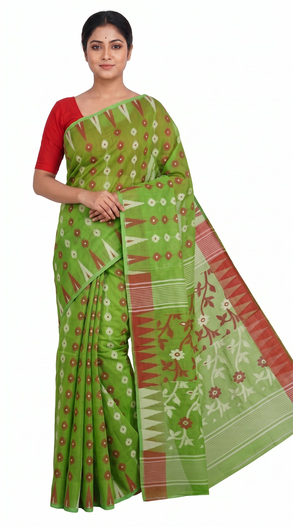 Pradip Fabrics Women's Floral Print Cotton Blend Tant Saree
