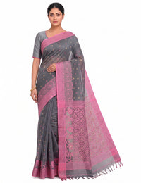 Pradip Fabrics Applique Handloom Cotton Silk Saree