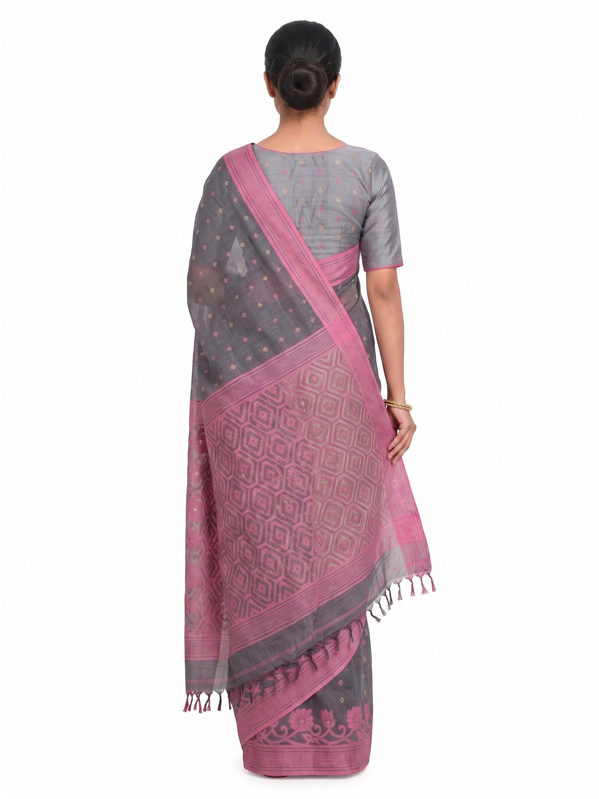 Pradip Fabrics Applique Handloom Cotton Silk Saree