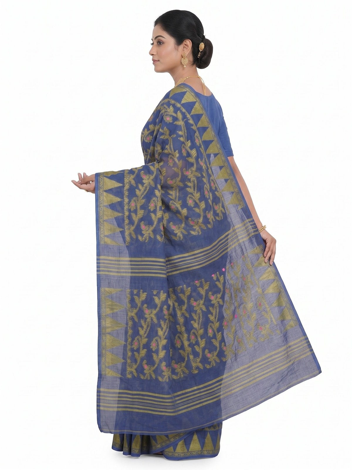 Pradip Fabrics Women's Floral Print Cotton Blend Tant Saree