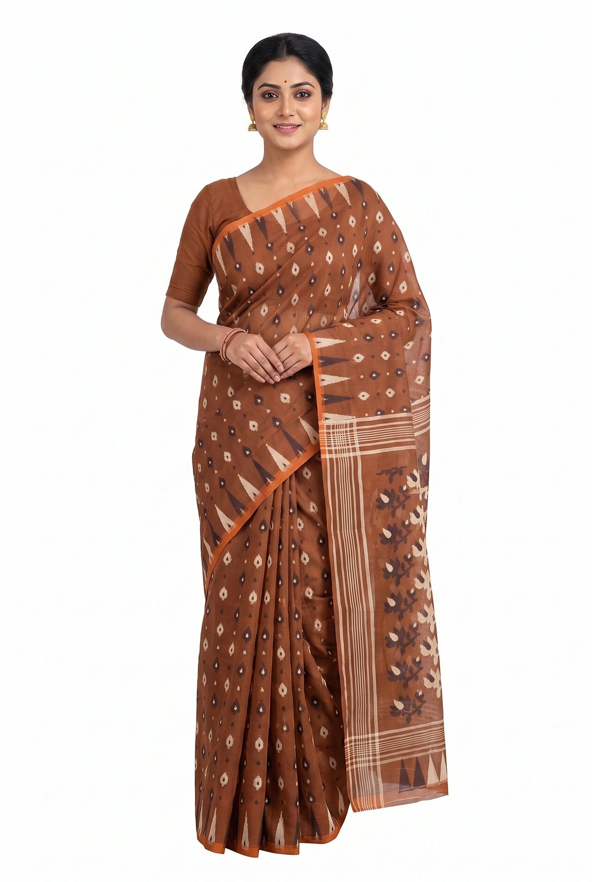 Pradip Fabrics Women's Floral Print Cotton Blend Tant Saree