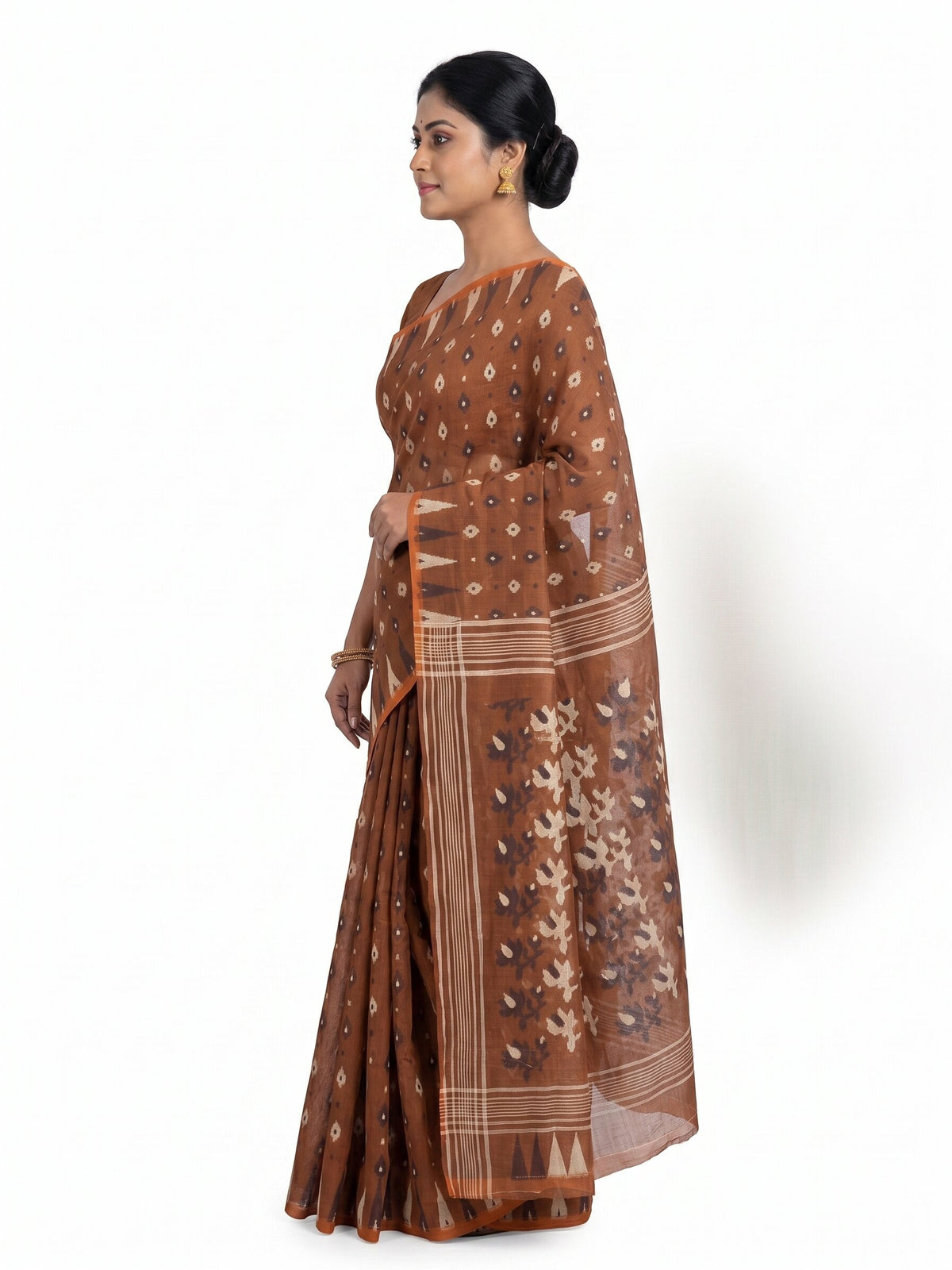 Pradip Fabrics Women's Floral Print Cotton Blend Tant Saree