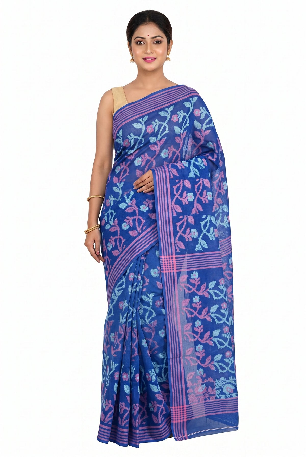 Pradip Fabrics Women's Floral Print Cotton Blend Tant Saree