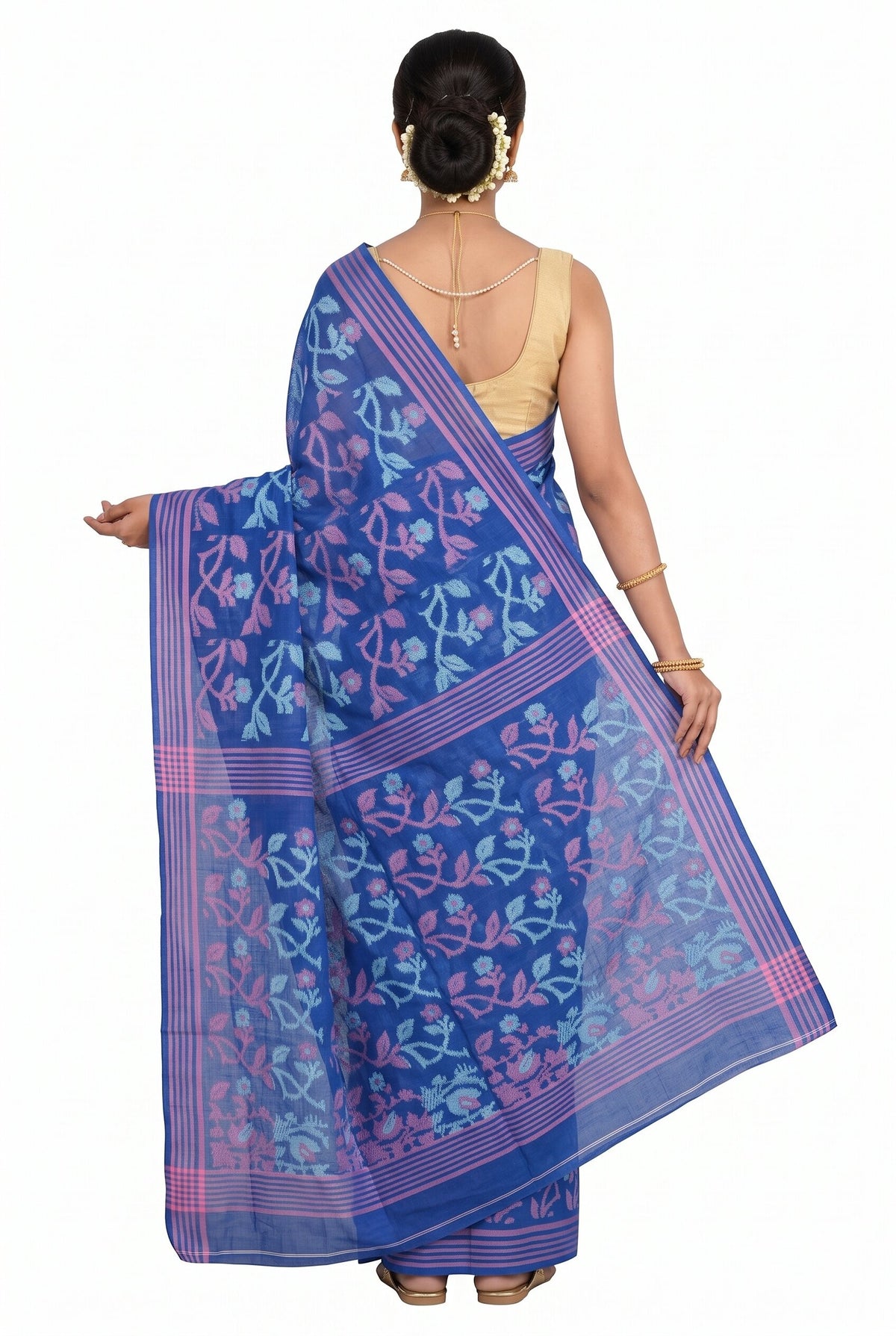 Pradip Fabrics Women's Floral Print Cotton Blend Tant Saree